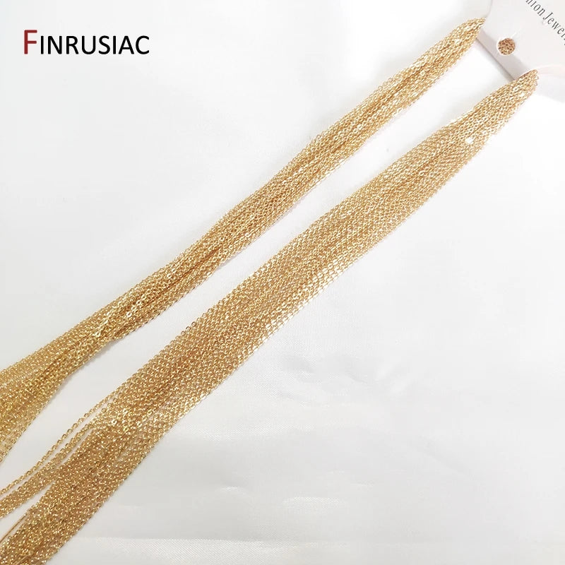 High Quality Real Gold Plated Thin Necklace Chain, 45cm Simple Trendy Adjustable Chain for DIY Necklace Making Findings