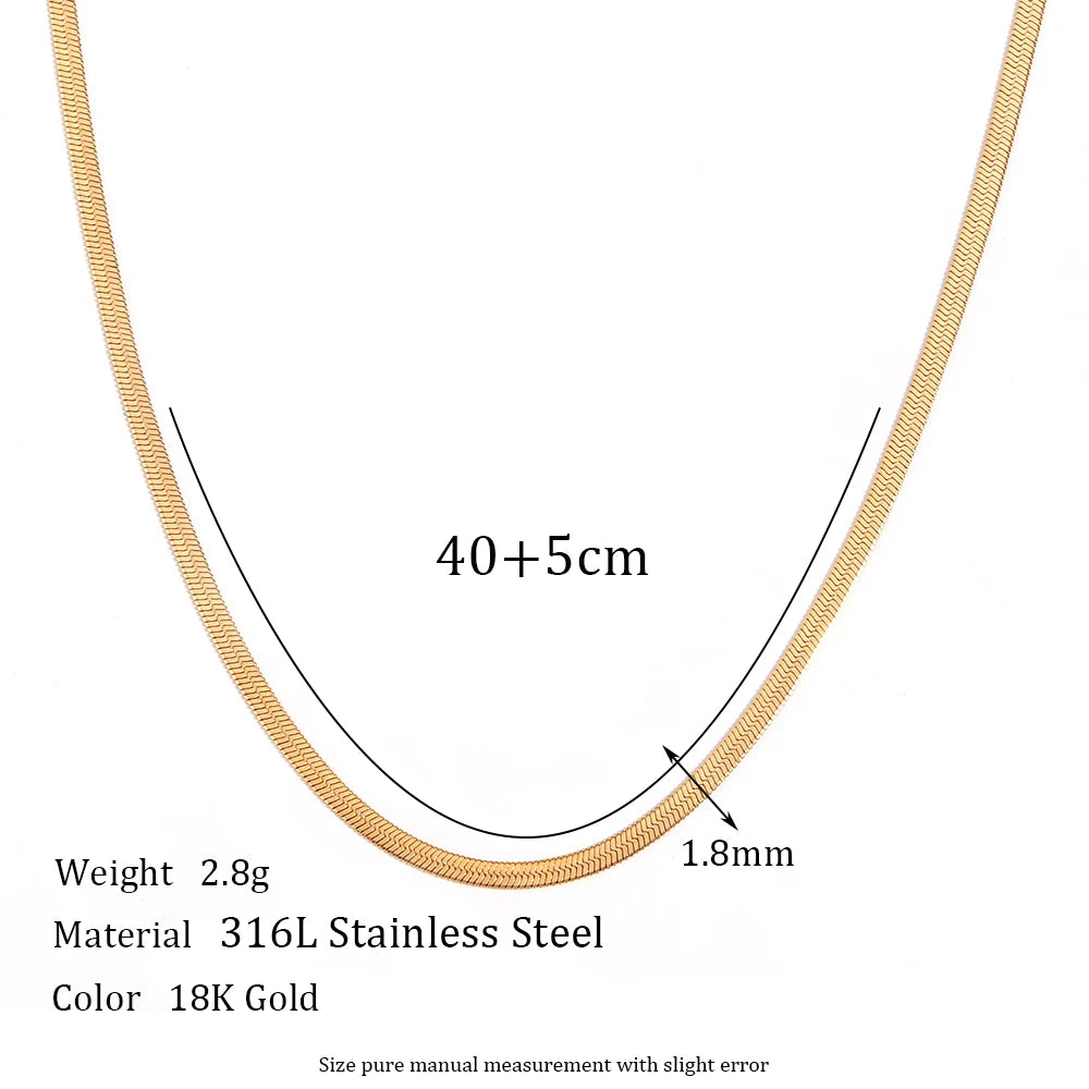 E.B.belle Blade Chain Necklace Stainless Steel Hypoallergenic 18K Gold Plated Minimalist Women's Neck Chain Jewelry Decoration