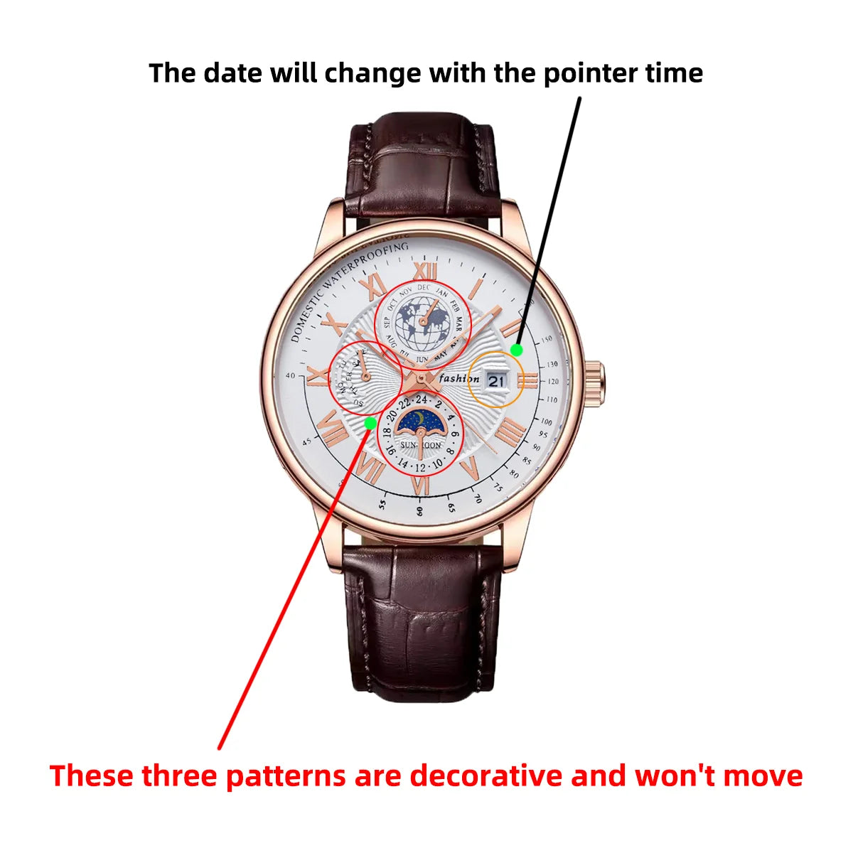 Men's Wristwatch Waterproof Luminous Leather Date Quartz Watches