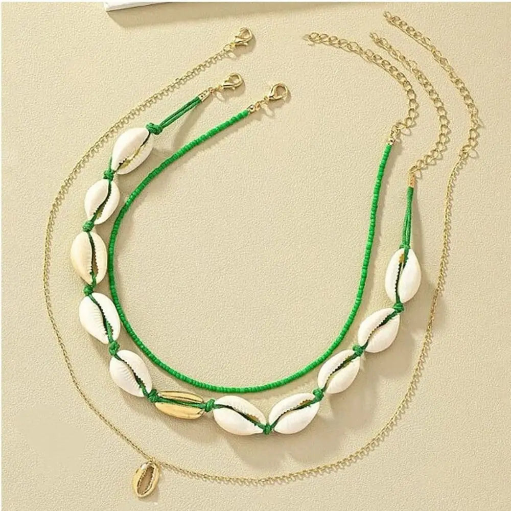 Fashion Geometric Necklace Bead Bohemian Style Clavicle Chain Delicate Double Layer Choker Necklace