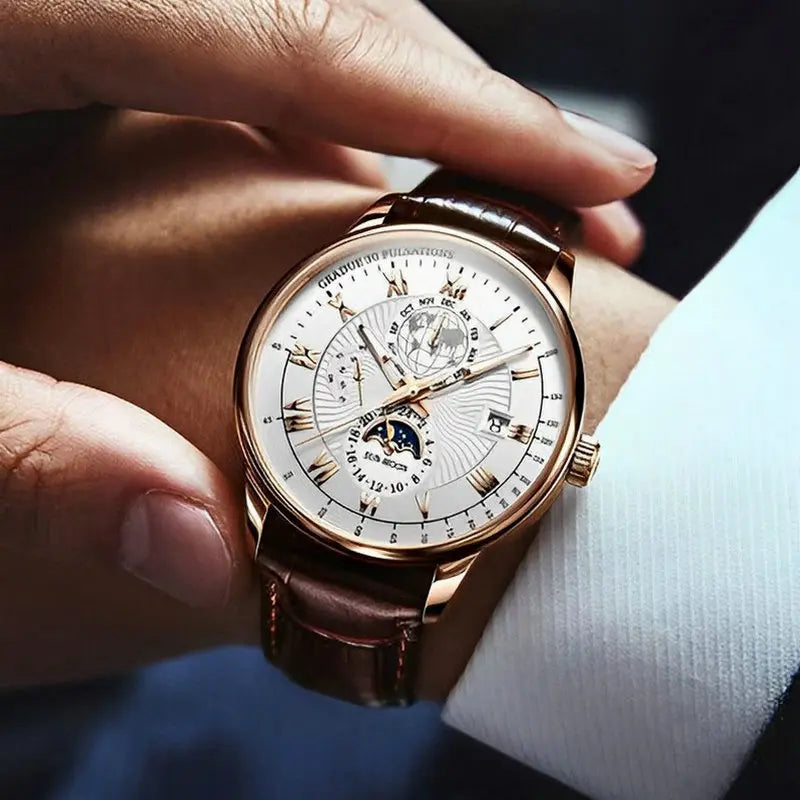 Men's Wristwatch Waterproof Luminous Leather Date Quartz Watches