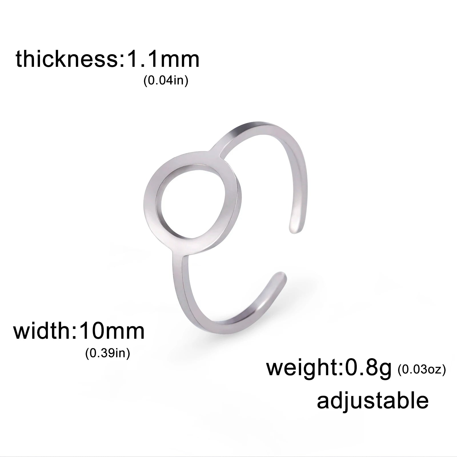 Skyrim Simple Geometric Hollow Round Ring Women Stainless Steel Minimalist