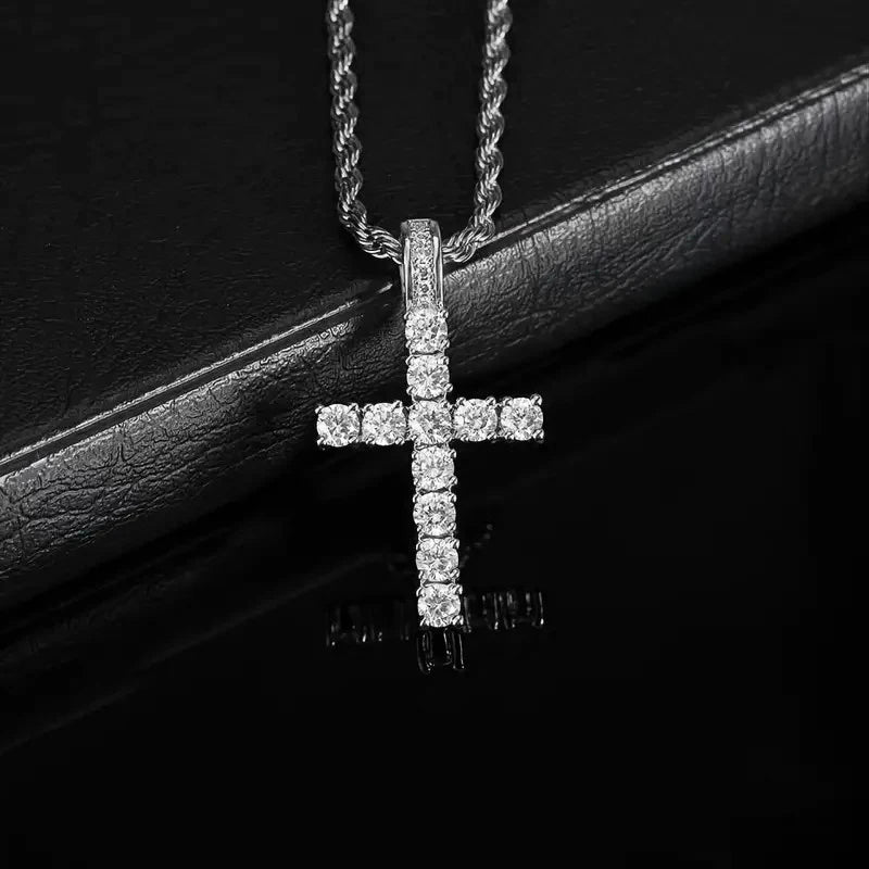 Huitan 60Cm Twisted Chain Long Necklace for Women/Men Fashion Luxury Cubic Zirconia Cross Pendant Necklace Love Accessories