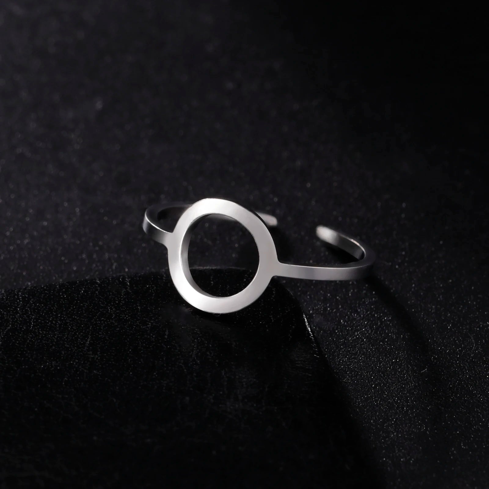 Skyrim Simple Geometric Hollow Round Ring Women Stainless Steel Minimalist