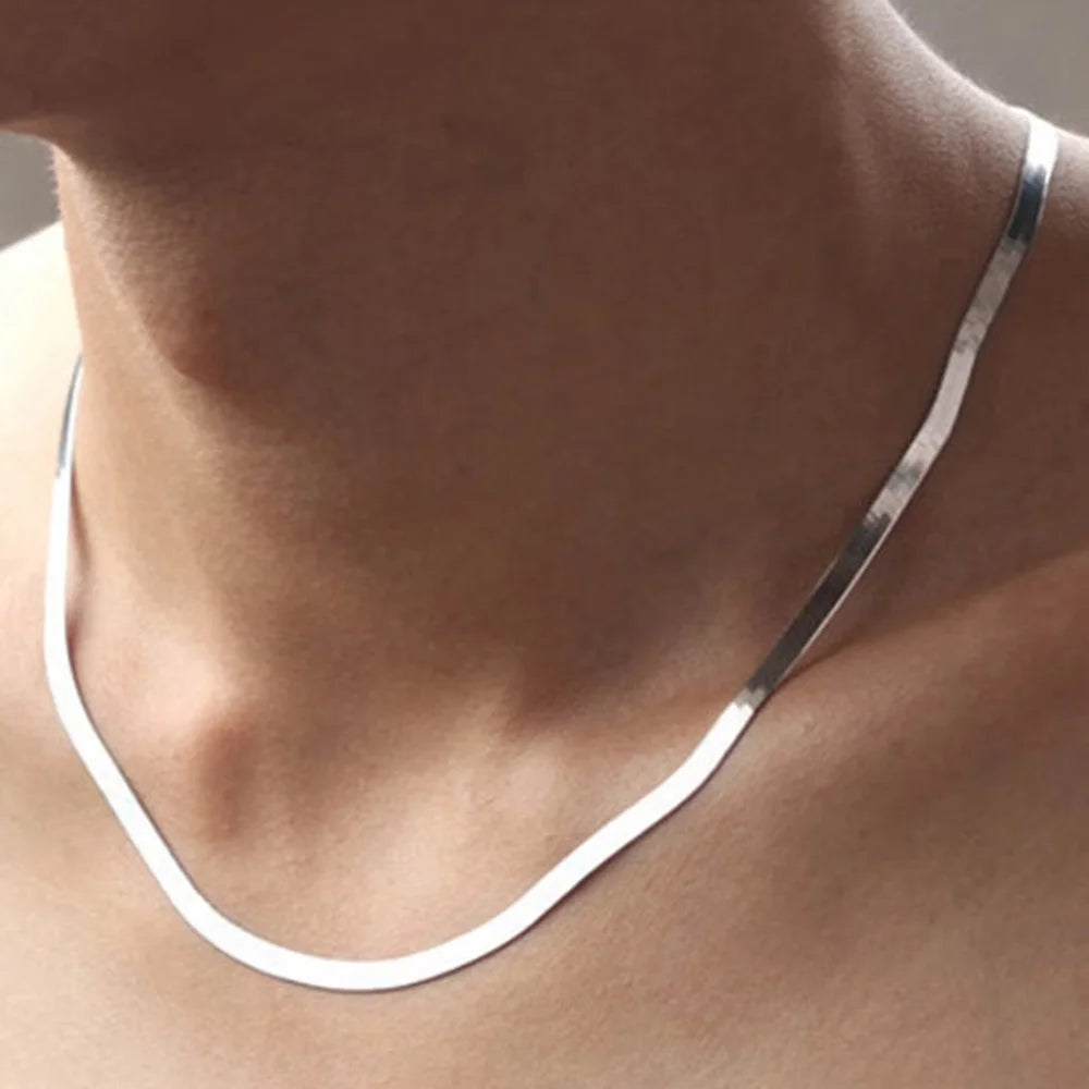 Hip Hop Snake Chain Necklace for Men New Fashion Stainless Steel Silver Color Necklace