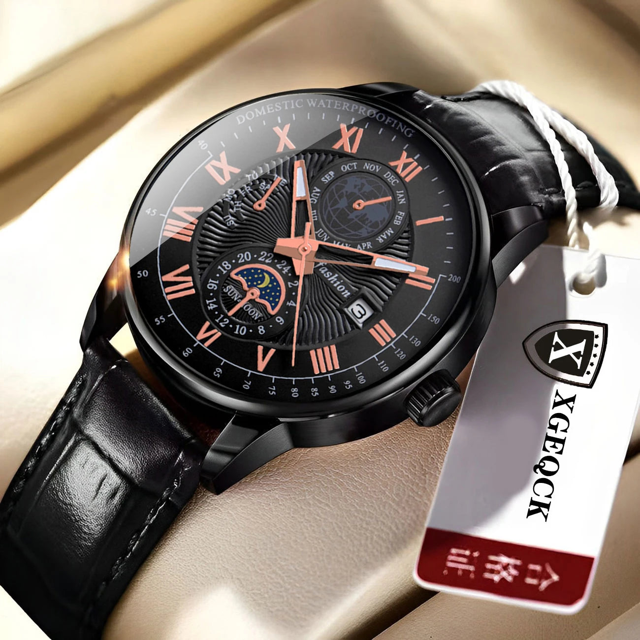 Men's Wristwatch Waterproof Luminous Leather Date Quartz Watches