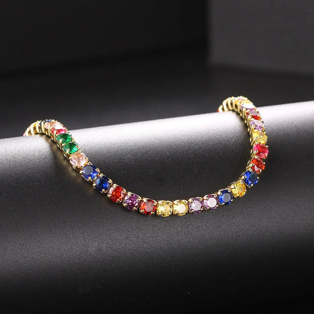 Hip Hop Iced Out Tennis Chain Necklace For Men Women Luxury Cubic Zircon Crystal Short Rock Neck Accessories Jewelry