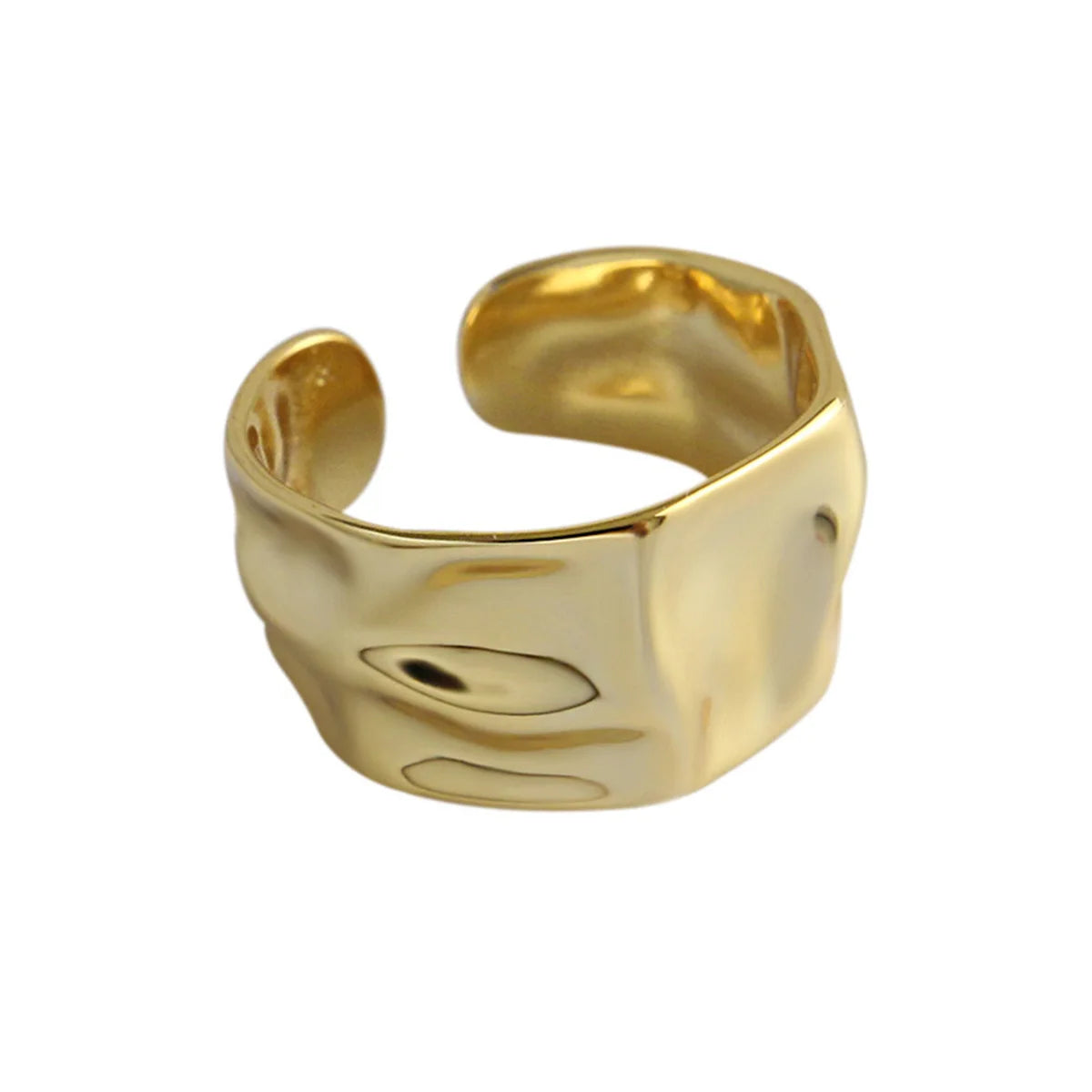 Concave-Convex Irregular Surface Wide Rings Men Women Vintage Jewelry Simple Retro Silver Color Metal Geometric