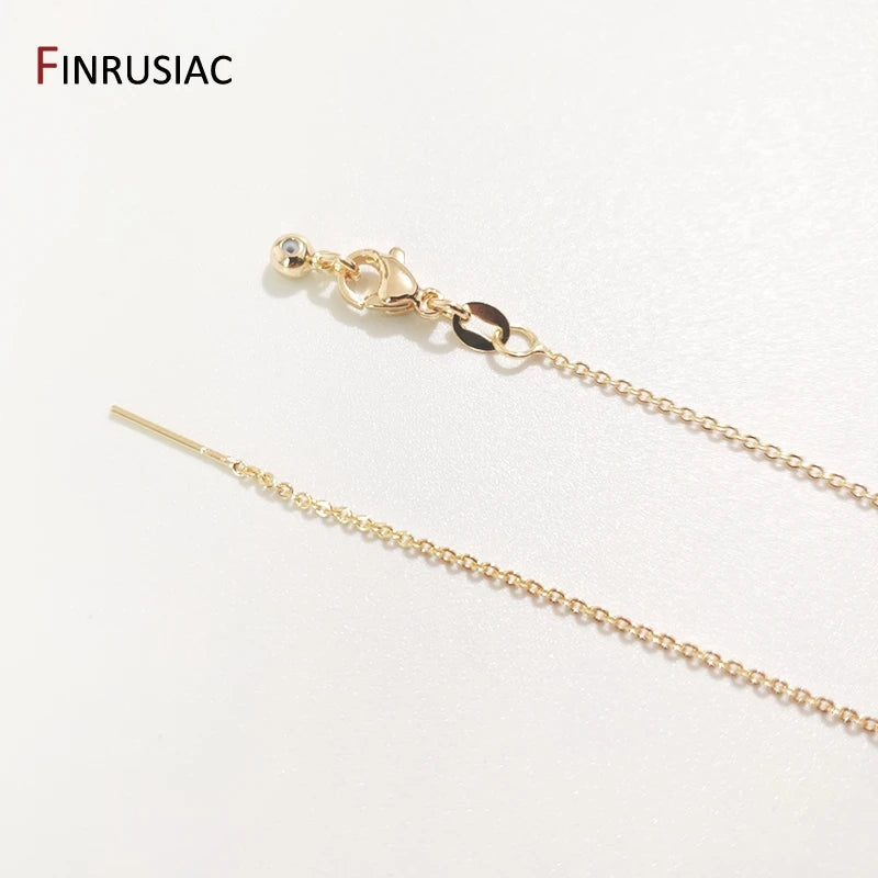 High Quality Real Gold Plated Thin Necklace Chain, 45cm Simple Trendy Adjustable Chain for DIY Necklace Making Findings