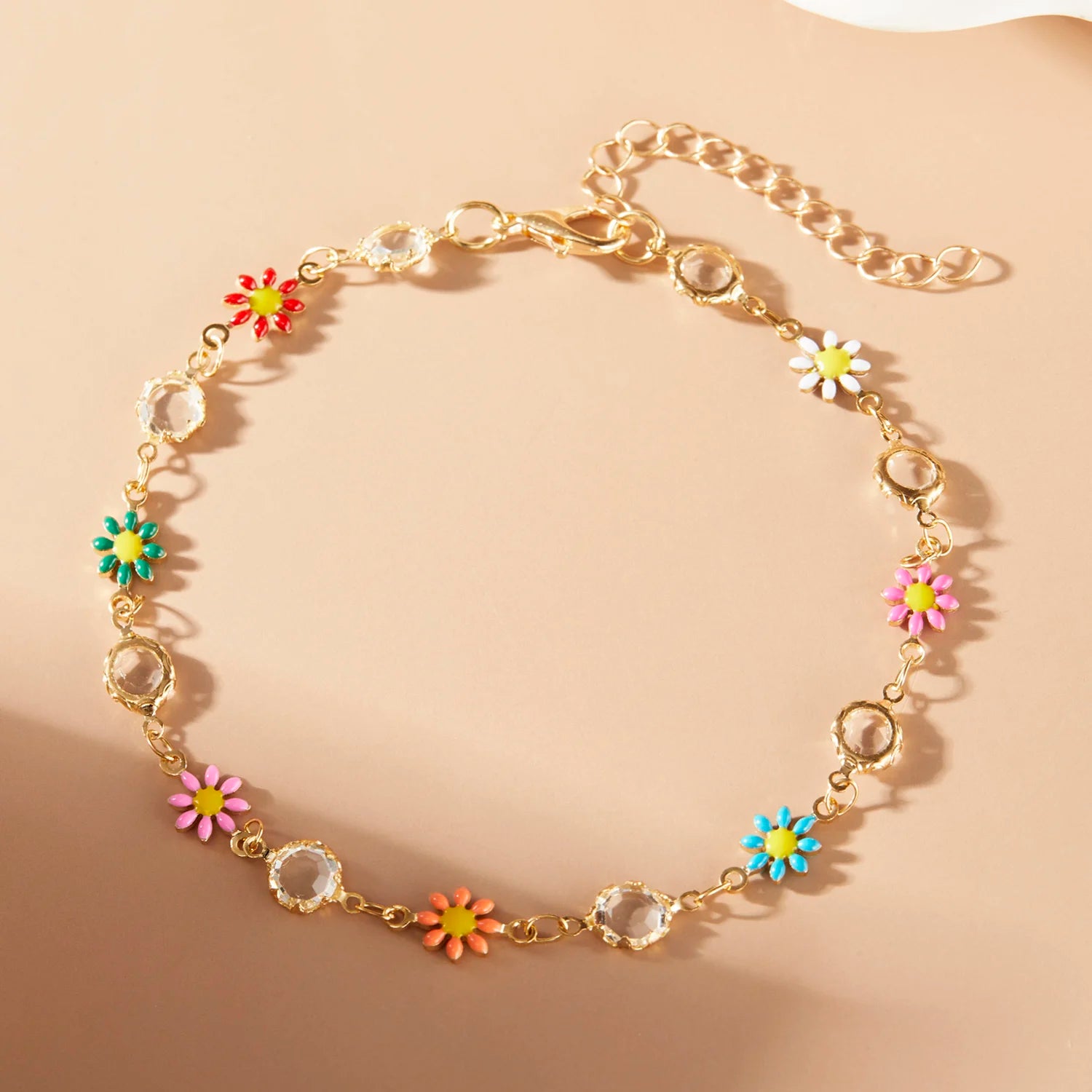 Vintage Boho Love Heart Crystal Colorful Anklet for Women Butterfly Daisy Foot Leg Ankle Chain Girls Beach Party Sandals Jewelry
