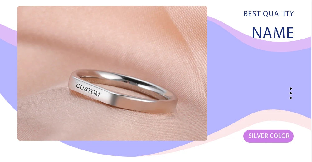 Engrave Wedding Marry Silver Color Stainless Steel Jewelry
