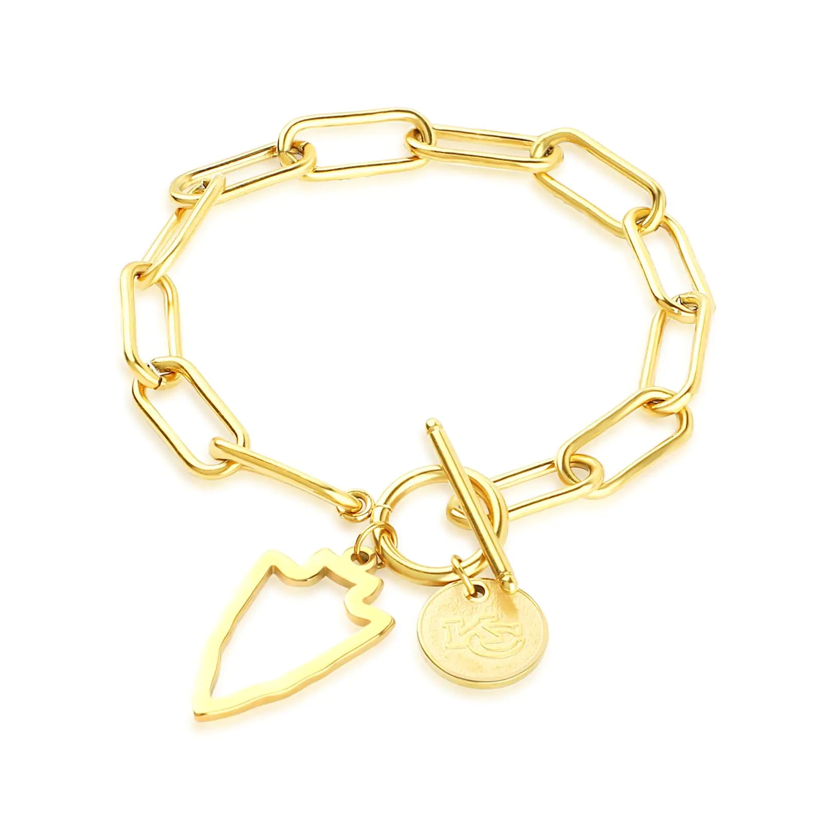 imani Gift for Football Fans K&C Necklace Bracelet Kansas City Inspired jewelry necklace Bracelet (KC Bracelet Gold)